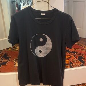 Re/Done Black Yin Yang Short Sleeve Tee